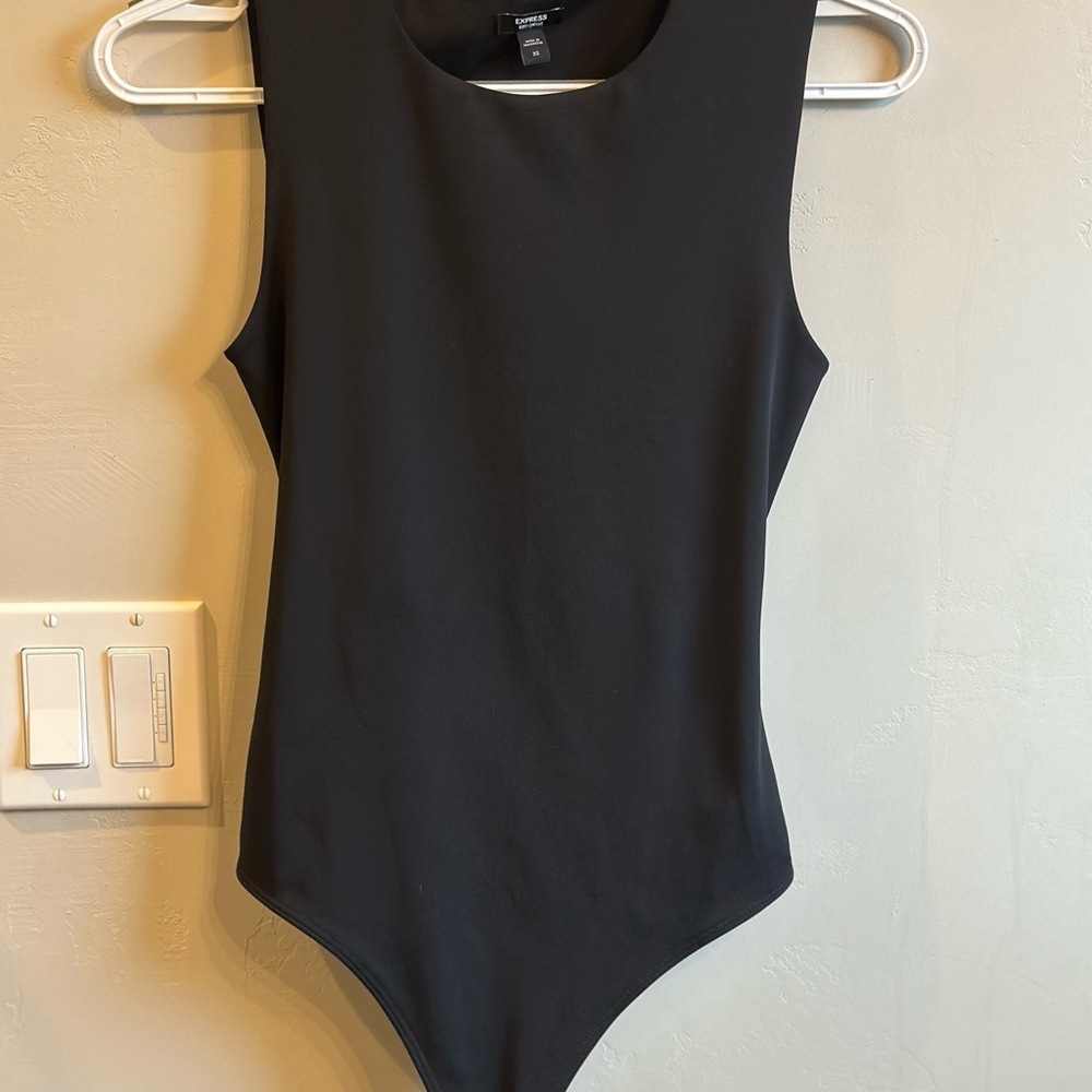 Express Black High Neck Bodysuit with Open Back – Size XS